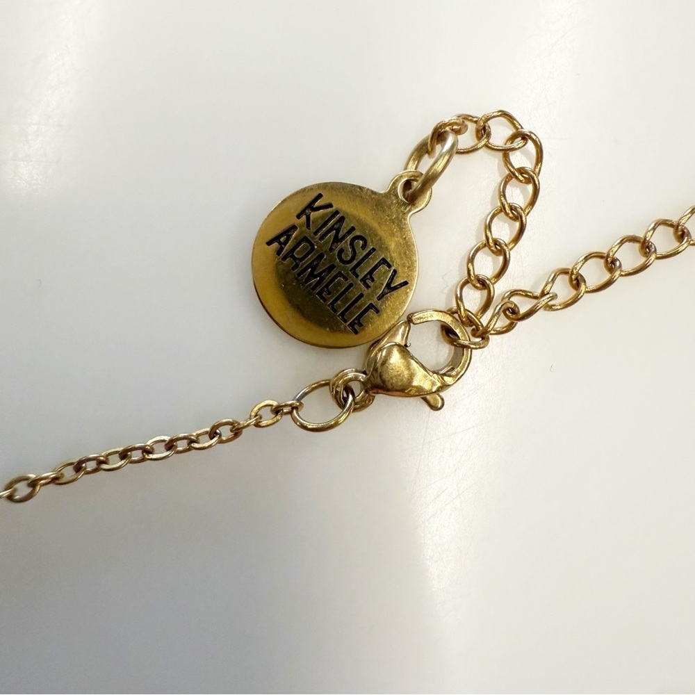 NWOT Kinsley Armelle Gold Black Druzy Collection Raven Quartz Drop Necklace - Picture 4 of 5